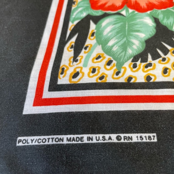 1960s Cotton Poly Scarf with Toucans and Hibiscus - Picture 2 of 3